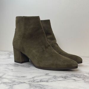 Stuart Weitzman Khaki Green Suede Booties 5